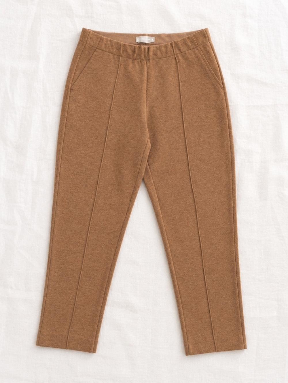 Everlane The Dream Pant Camel Pintuck Knit Trousers Quiet Luxury Neutral Minimal